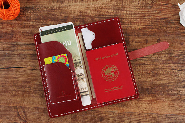 【切線派】牛革二つ折り手作り手縫いパスポートファスナー長財布(008004)