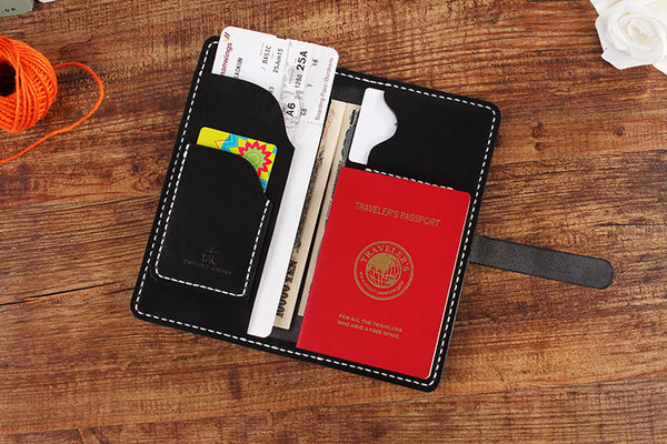 【切線派】牛革二つ折り手作り手縫いパスポートファスナー長財布(008003)