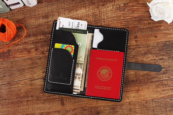 【切線派】牛革二つ折り手作り手縫いパスポートファスナー長財布(008003)